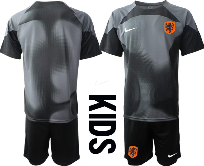 Youth 2022 World Cup National Team Netherlands black goalkeeper blank Soccer Jersey